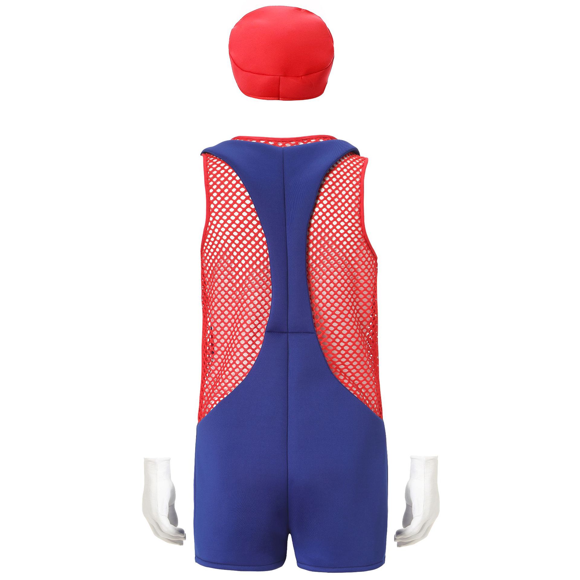 Mens Halloween Plumber One Piece Jumptsuit Costume for Carnival Party Dress up